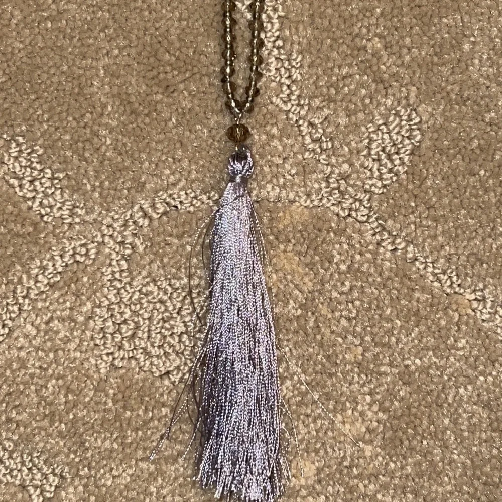 Long Beaded Tassel Necklace
